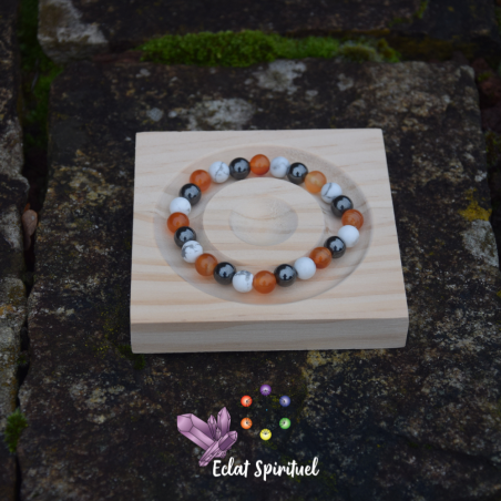 Bracelet cornaline howlite hématite | Énergie, apaisement & ancrage