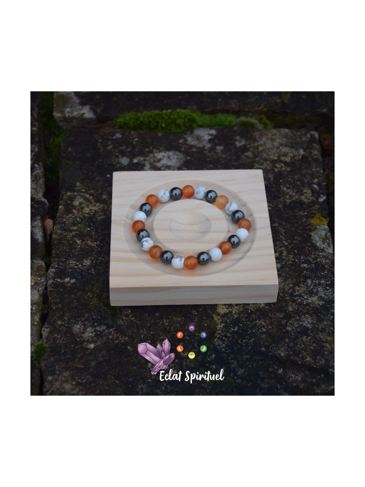 Bracelet cornaline howlite hématite | Énergie, apaisement & ancrage