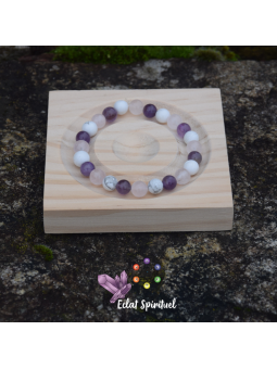 Bracelet améthyste howlite quartz rose | Apaisement & harmonie