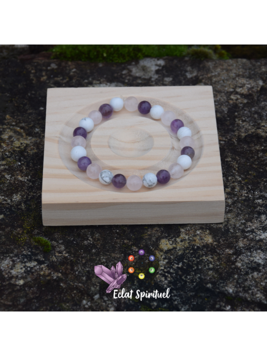 Bracelet améthyste howlite quartz rose | Apaisement & harmonie