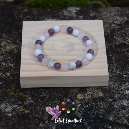 Bracelet améthyste howlite quartz rose | Apaisement & harmonie