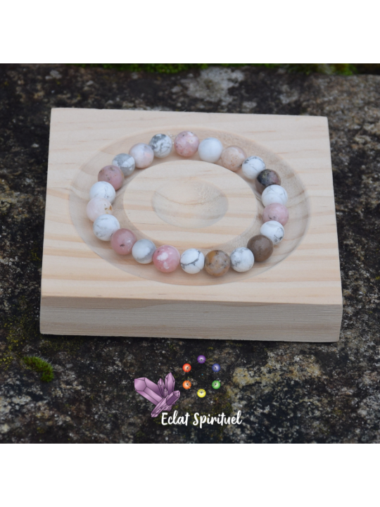 Bracelet howlite opale rose | Douceur & apaisement