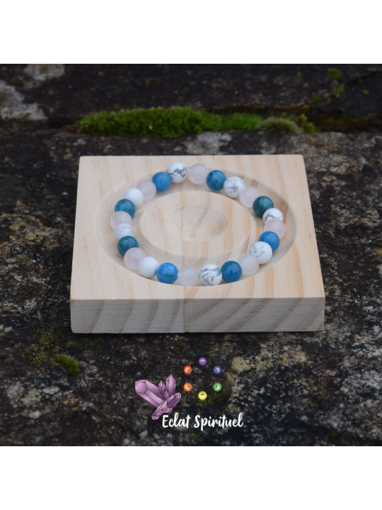 Bracelet apatite bleue howlite quartz rose | Clarté, calme & douceur