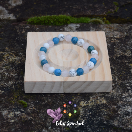 Bracelet apatite bleue howlite quartz rose | Clarté, calme & douceur