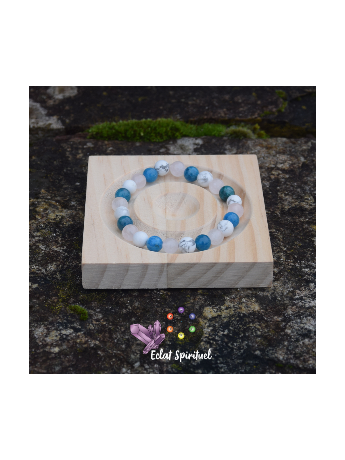 Bracelet apatite bleue howlite quartz rose | Clarté, calme & douceur