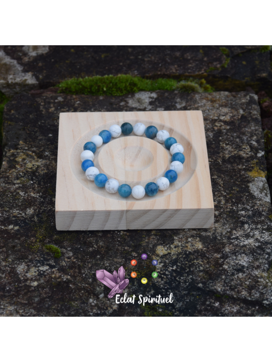Bracelet apatite bleue howlite | Clarté & apaisement