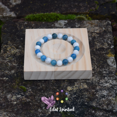 Bracelet apatite bleue howlite | Clarté & apaisement