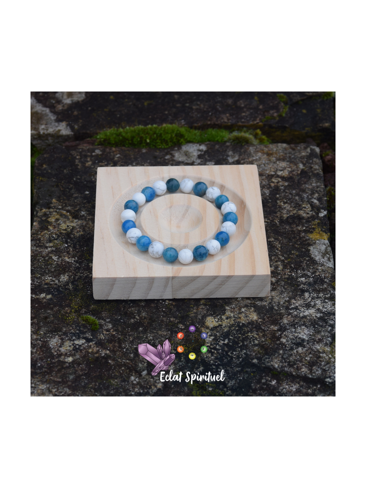 Bracelet apatite bleue howlite | Clarté & apaisement