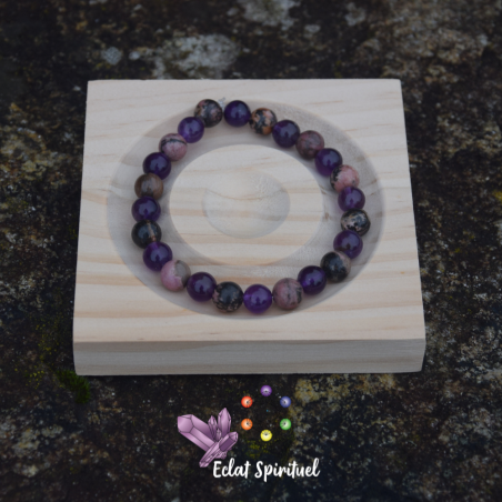 Bracelet améthyste rhodonite | Sérénité & réconfort émotionnel