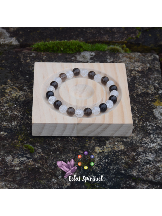 Bracelet quartz craquelé quartz fumé | Clarté & ancrage