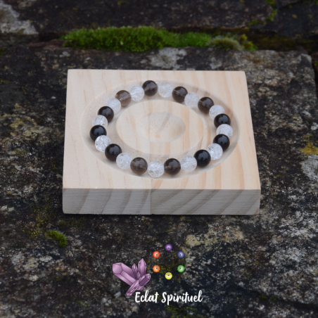 Bracelet quartz craquelé quartz fumé | Clarté & ancrage