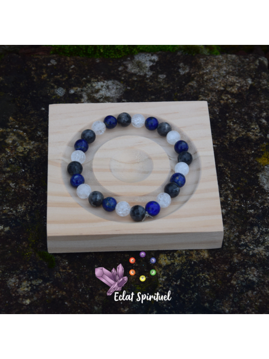 Bracelet larvikite lapis lazuli quartz craquelé | Protection & clarté