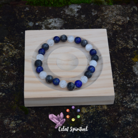 Bracelet larvikite lapis lazuli quartz craquelé | Protection & clarté