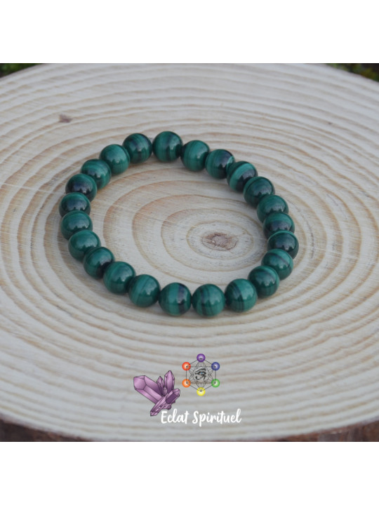 Bracelet 8 mm en pierre naturelle malachite