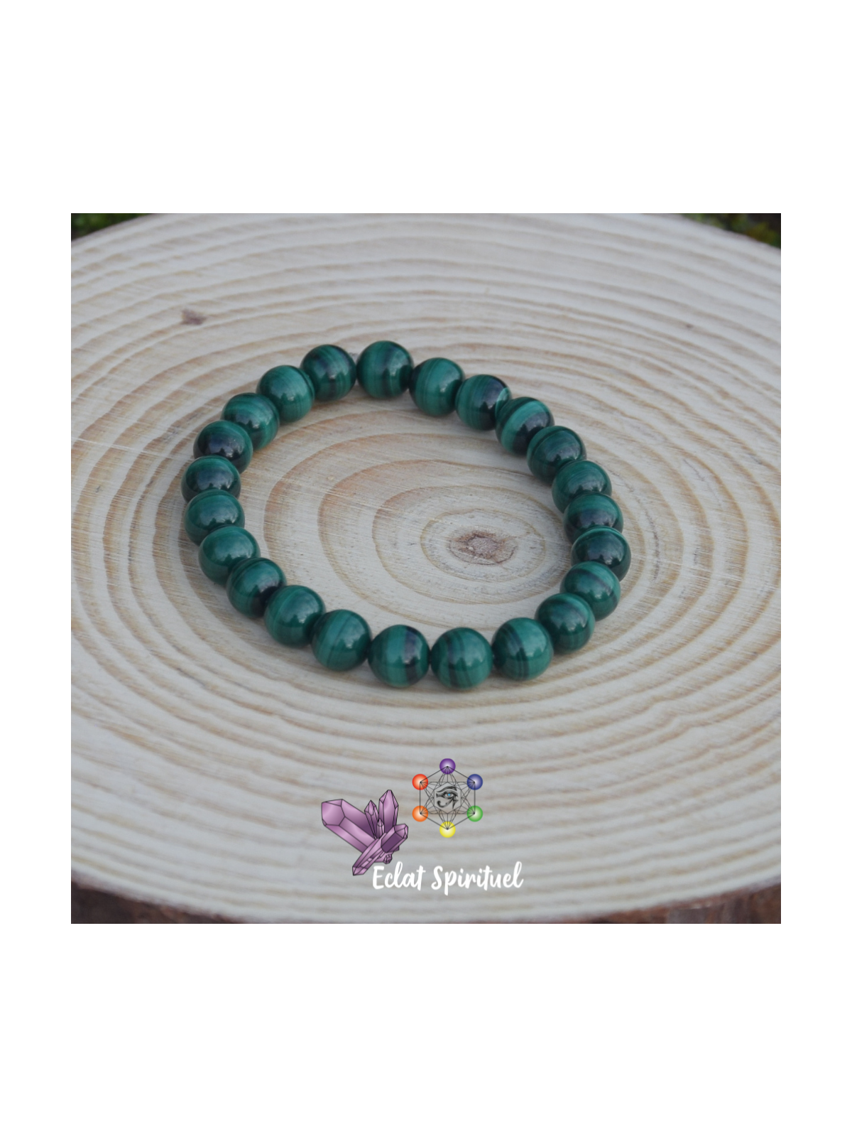 Bracelet 8 mm en pierre naturelle malachite