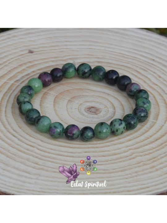 Bracelet 8 mm en pierre naturelle de rubis zoïsite