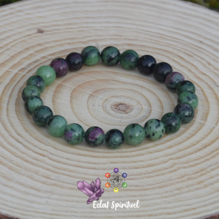 Bracelet 8 mm en pierre naturelle de rubis zoïsite