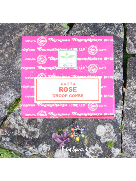 Satya Rose Dhoop Cones – 12 pcs | Sérénité & Amour