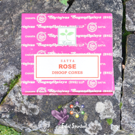 Satya Rose Dhoop Cones – 12 pcs | Sérénité & Amour