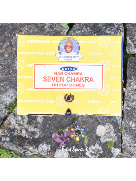 Cônes Satya Nag Champa Seven Chakra – 12 dhoop cones