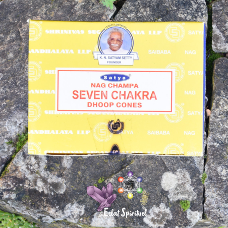 Cônes Satya Nag Champa Seven Chakra – 12 dhoop cones