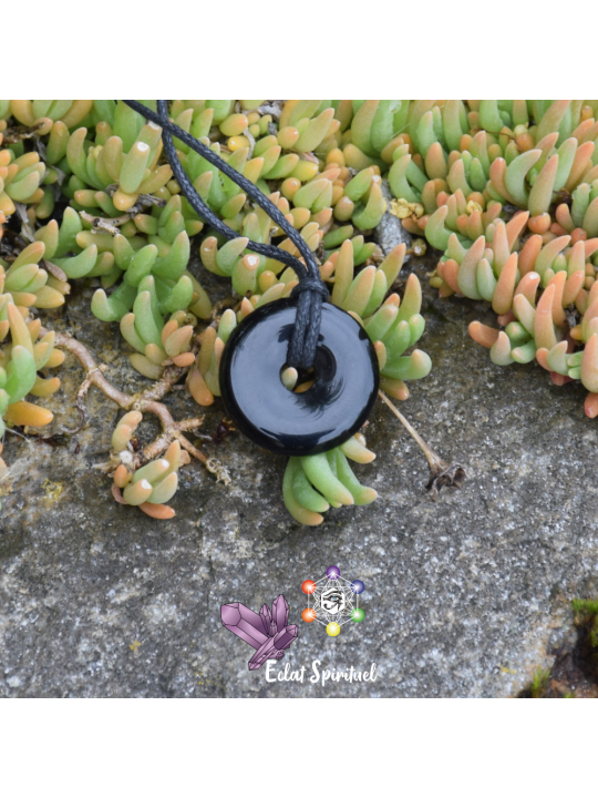Obsidienne Noire en Pendentif Donut