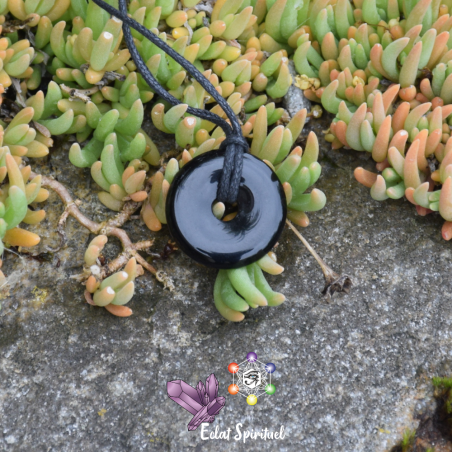 Obsidienne Noire en Pendentif Donut