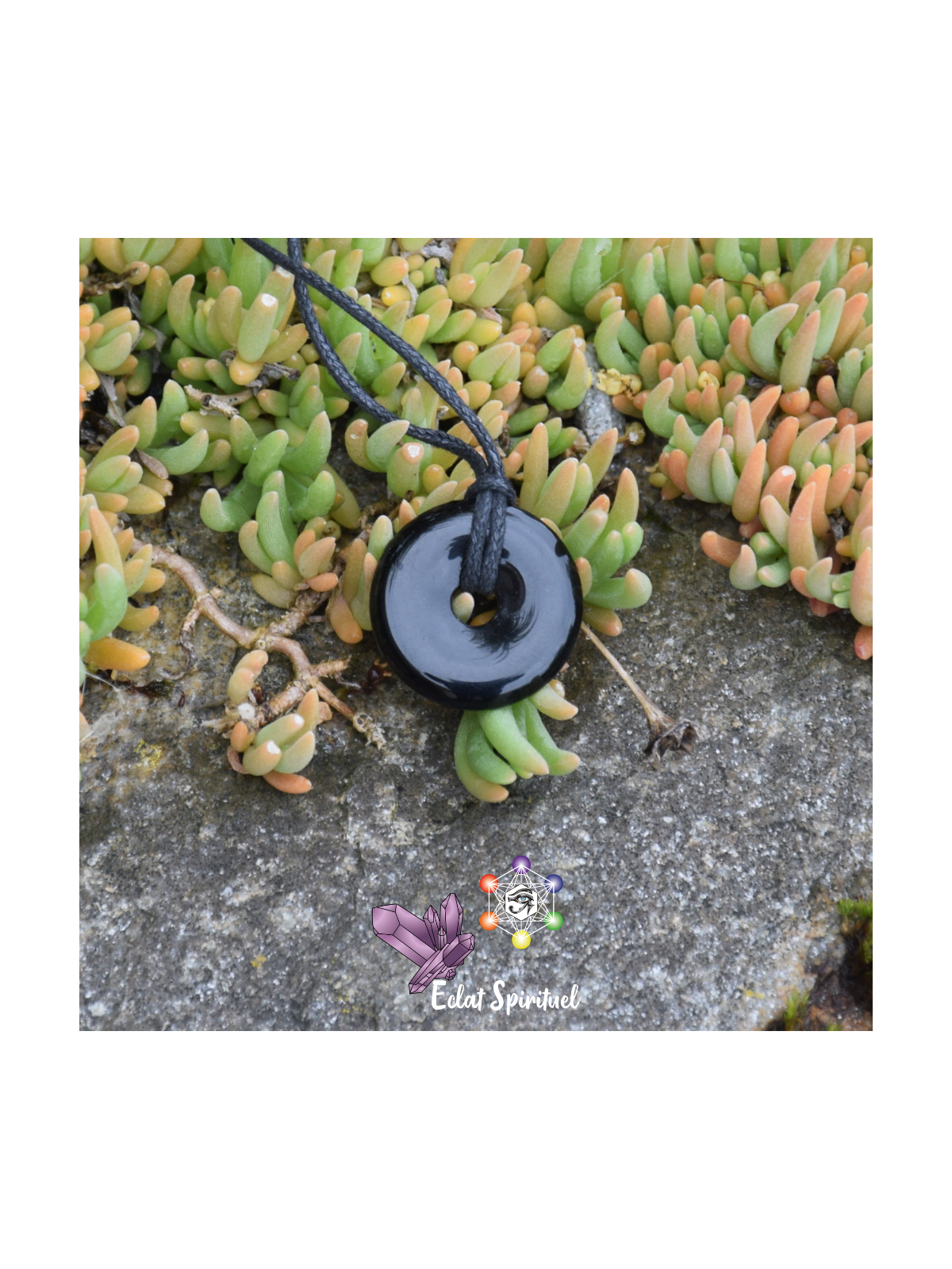 Obsidienne Noire en Pendentif Donut