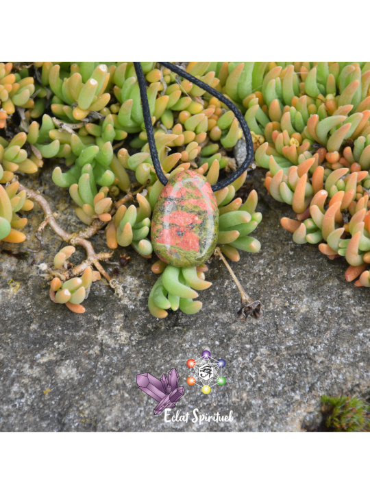 Pendentif Unakite – Pierre percée naturelle