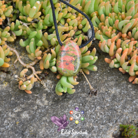 Pendentif Unakite – Pierre percée naturelle