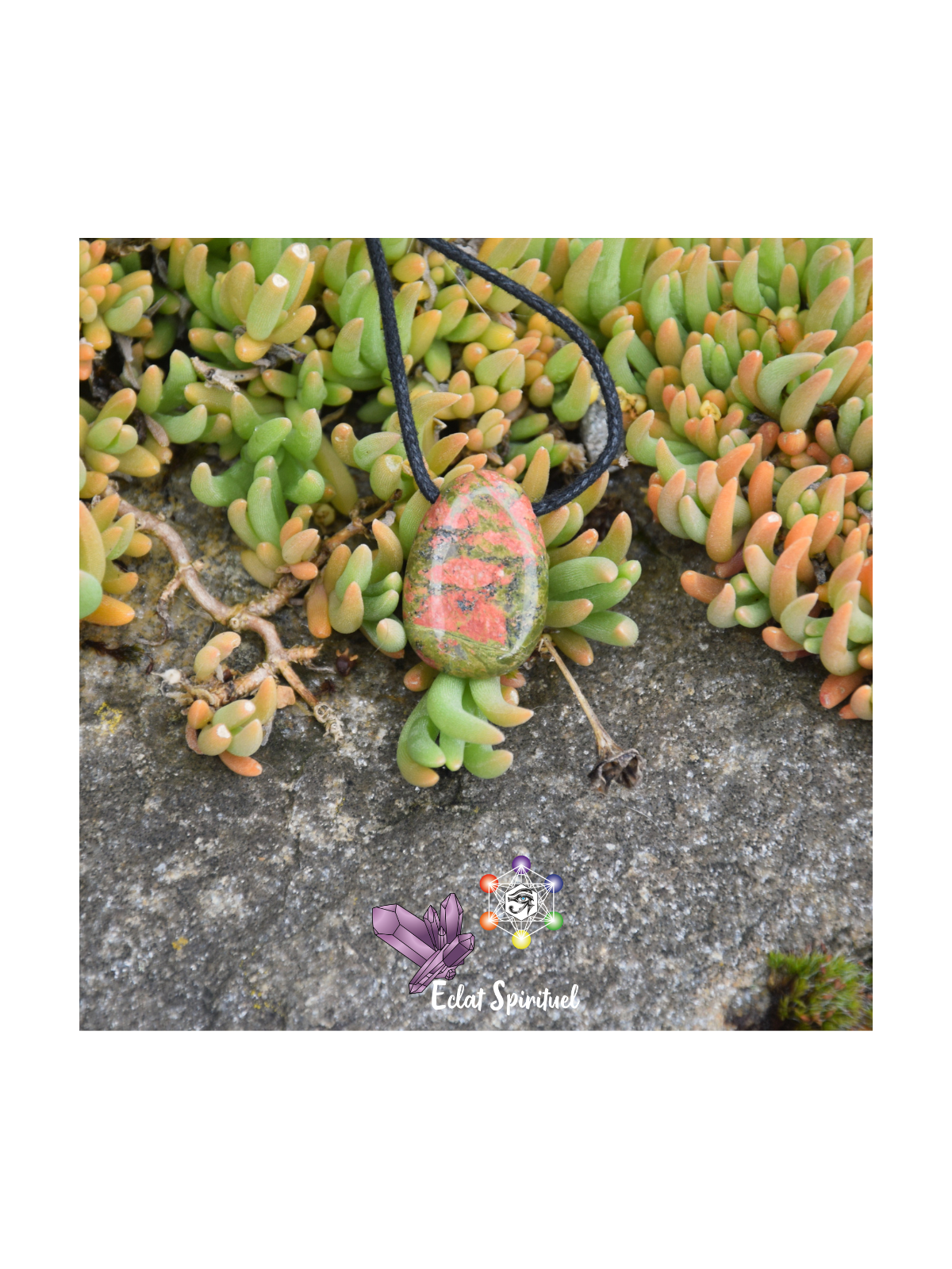Pendentif Unakite – Pierre percée naturelle