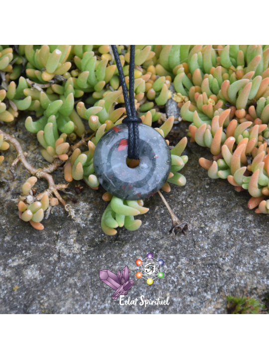 Pendentif Donut Jaspe Héliotrope Naturel