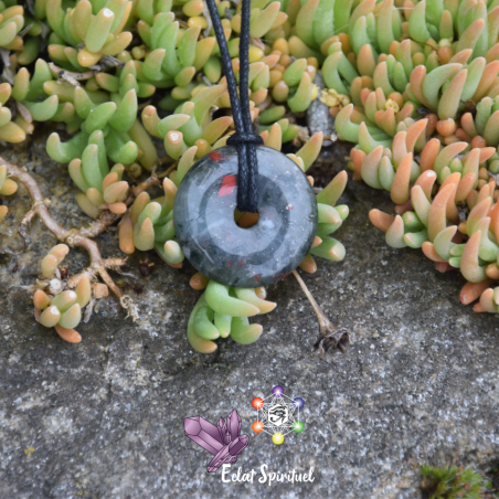 Pendentif Donut Jaspe Héliotrope Naturel