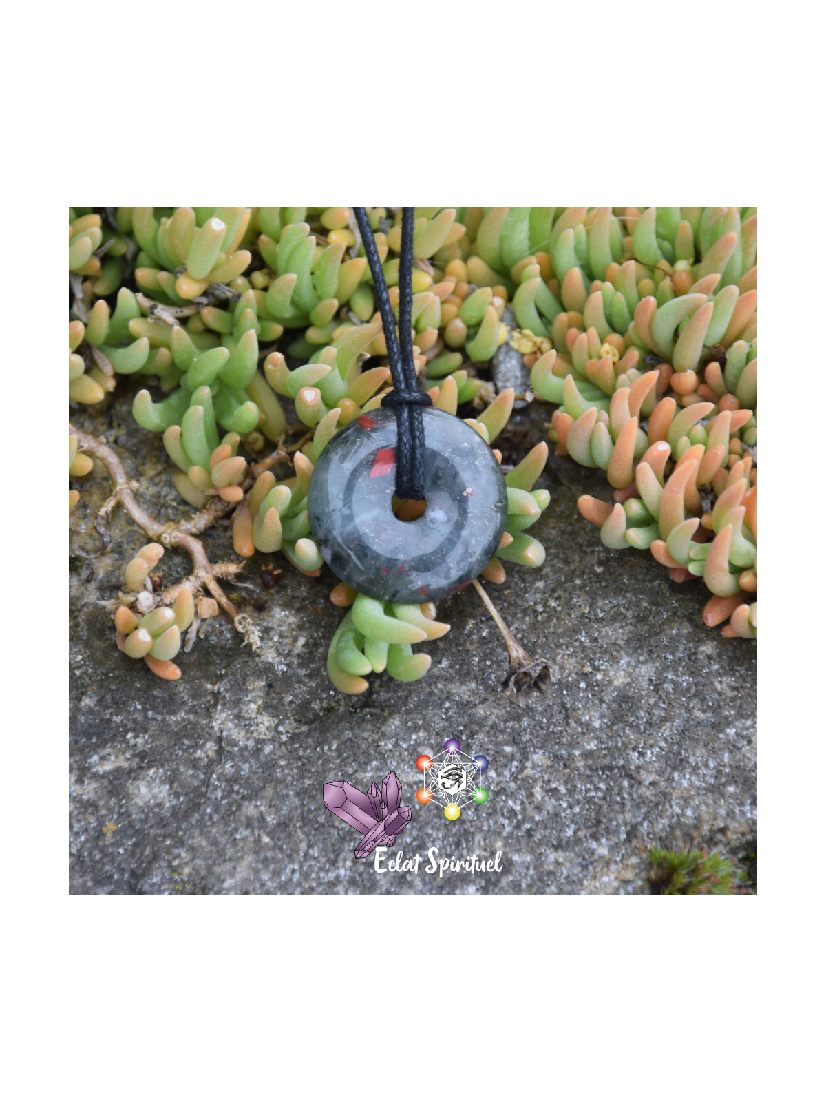 Pendentif Donut Jaspe Héliotrope Naturel