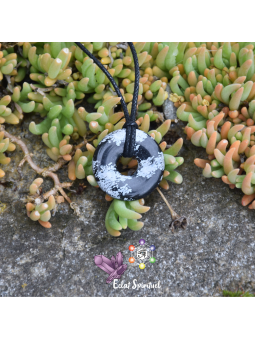 Pendentif Donut Obsidienne Flocon Naturelle