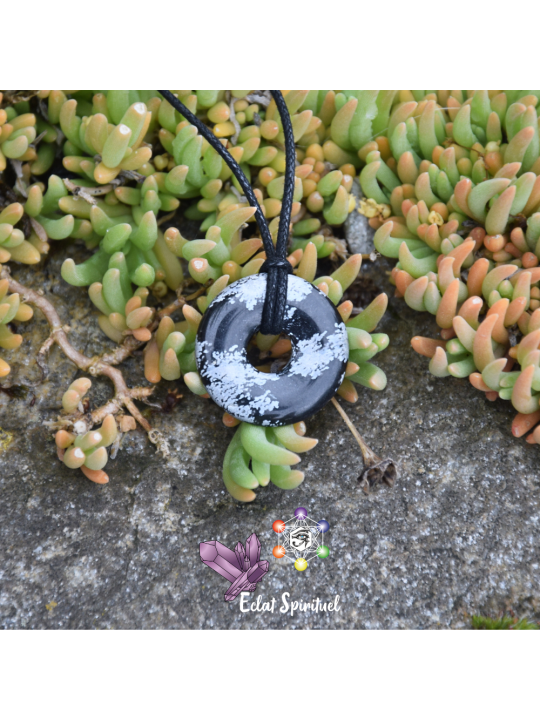 Pendentif Donut Obsidienne Flocon Naturelle