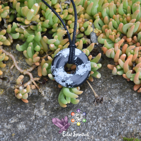 Pendentif Donut Obsidienne Flocon Naturelle