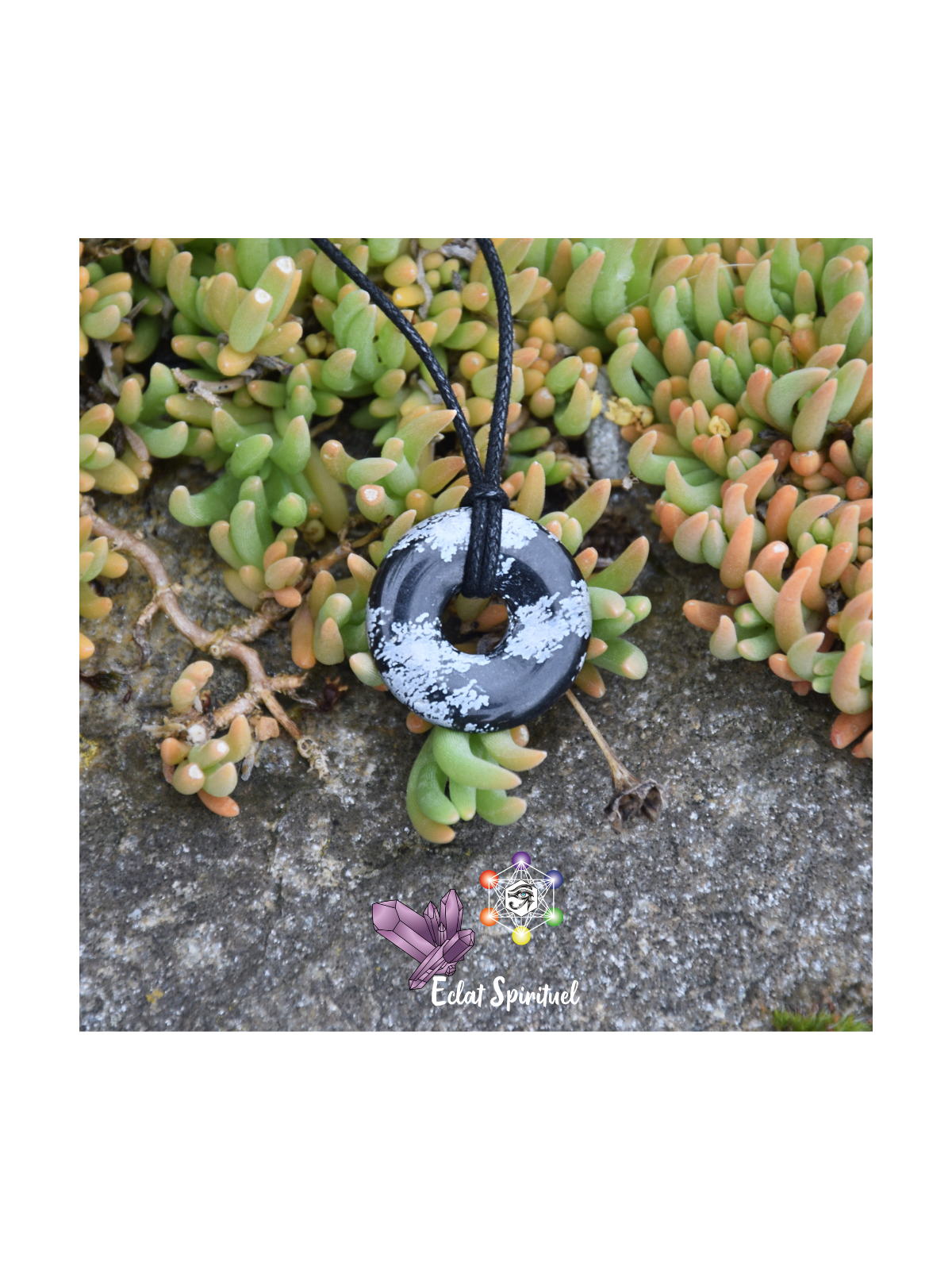 Pendentif Donut Obsidienne Flocon Naturelle