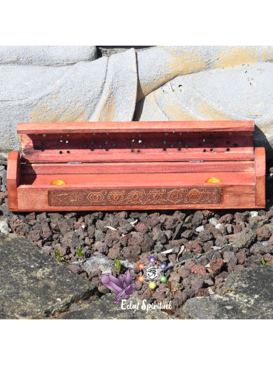 Support à Encens Boîte 7 Chakras en Bois | Eclat Spirituel