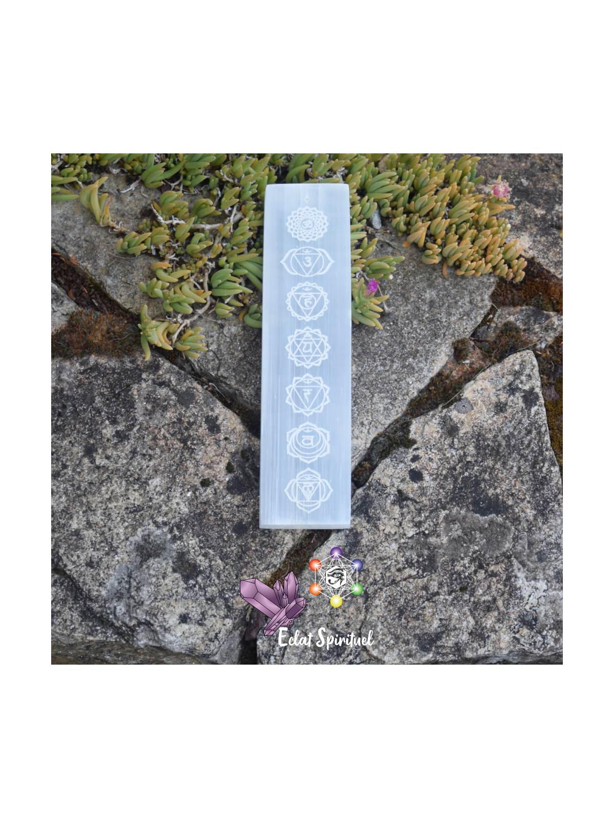 Support à Encens en Sélénite 7 Chakras | Eclat Spirituel