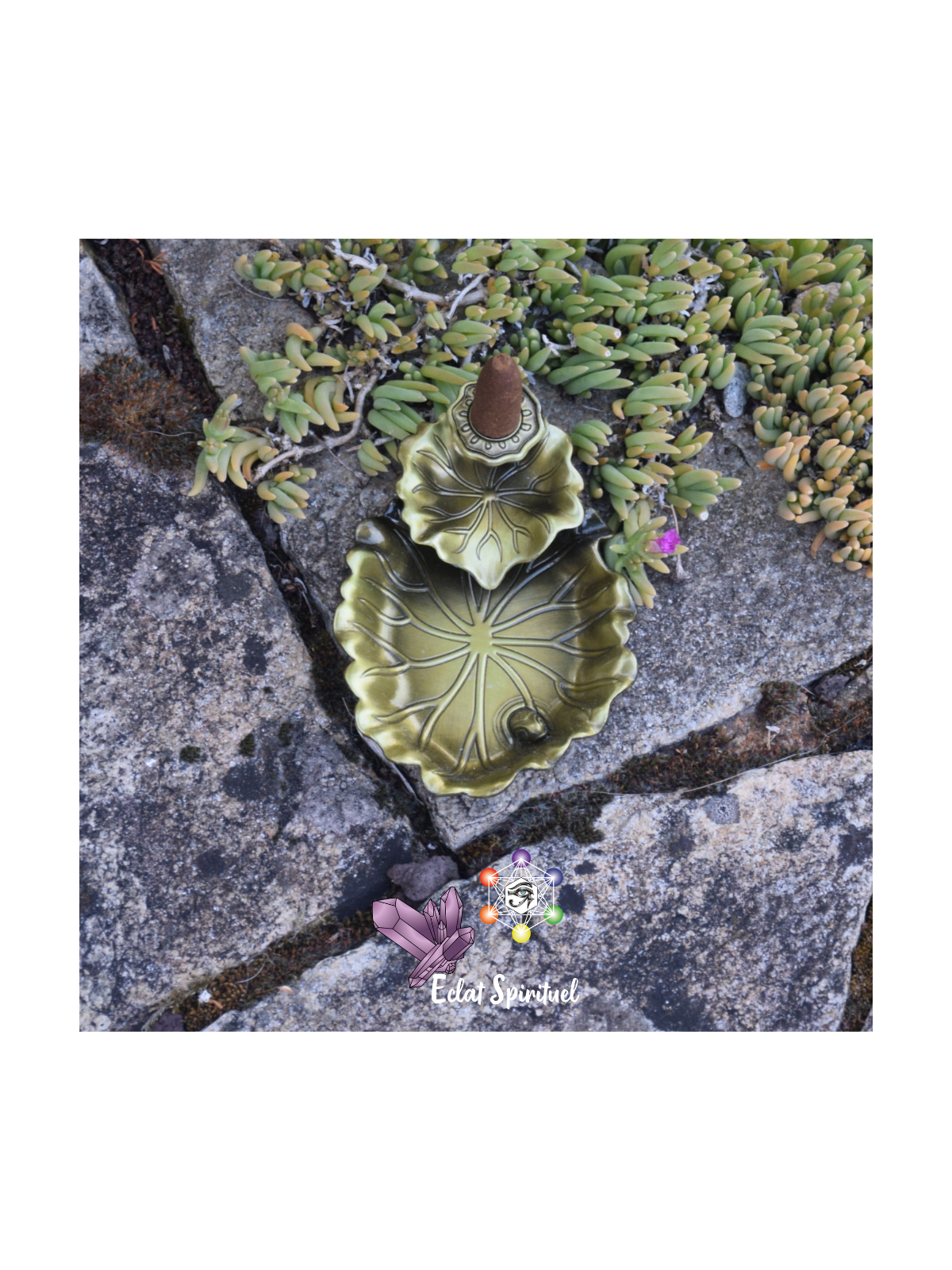 Support à Encens Étang et Poisson Effet Bronze
