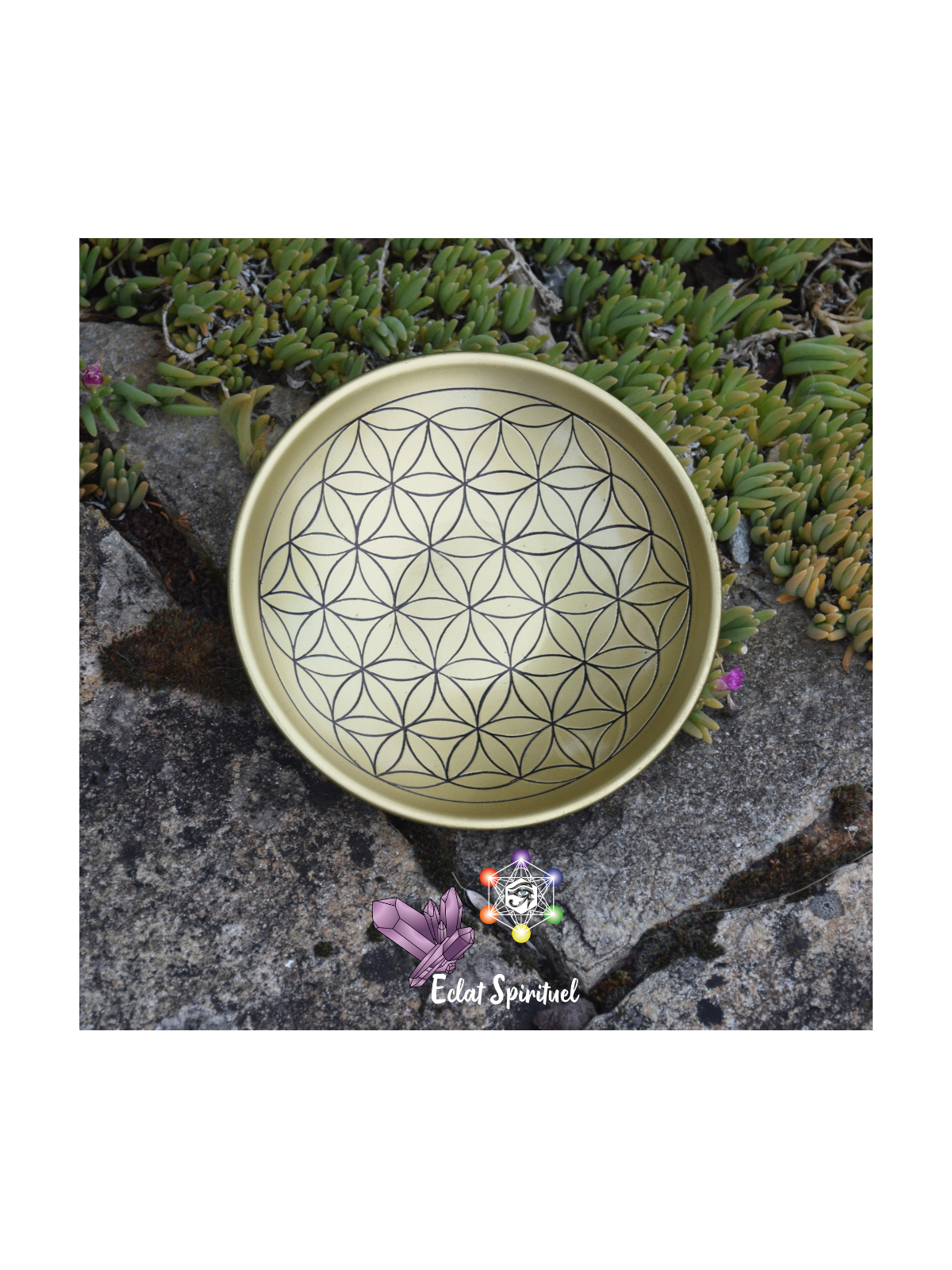 Assiette en Laiton Fleur de Vie | Fumigation | Eclat Spirituel