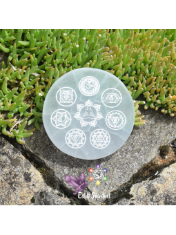 Plaque des 7 chakras en Sélénite de 10 CM
