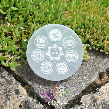 Plaque des 7 chakras en Sélénite de 10 CM
