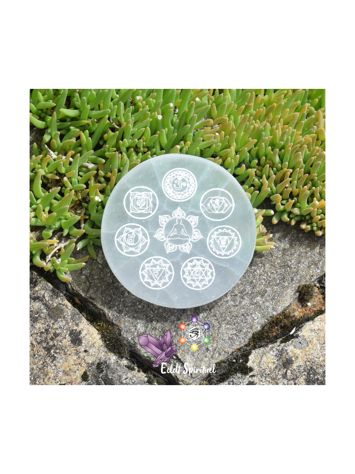 Plaque des 7 chakras en Sélénite de 10 CM