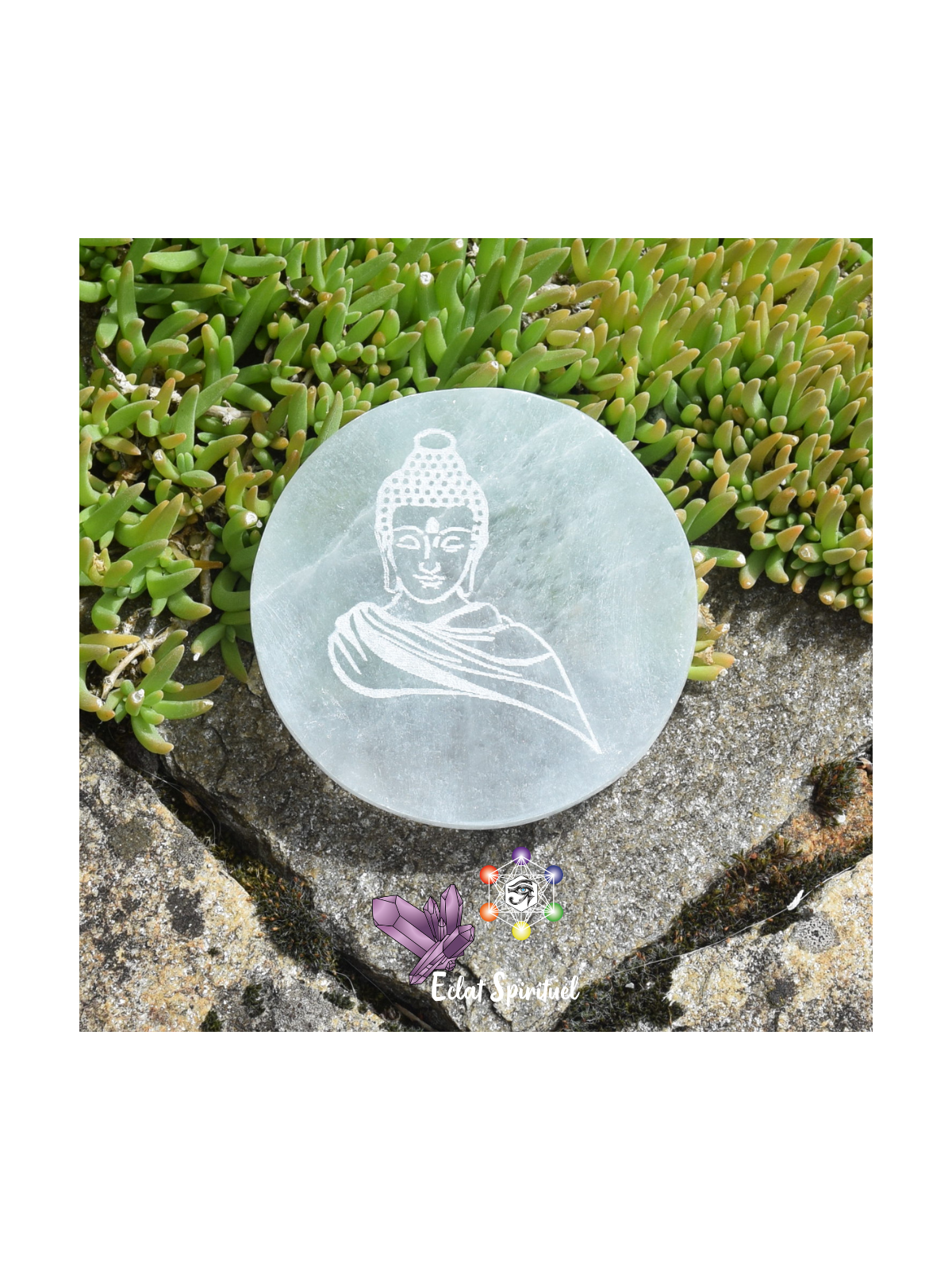 Plaque avec Bouddha en Sélénite de 10 CM