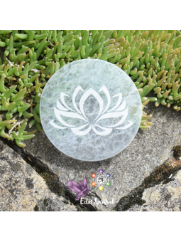 Plaque avec lotus en Sélénite de 10 CM