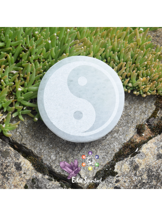 Plaque avec Yin Yang en Sélénite de 10 CM