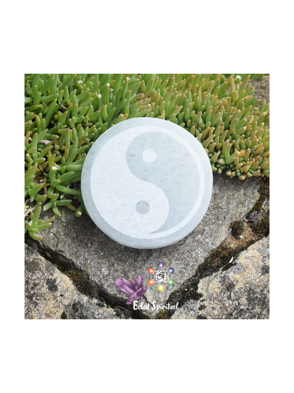 Plaque avec Yin Yang en Sélénite de 10 CM
