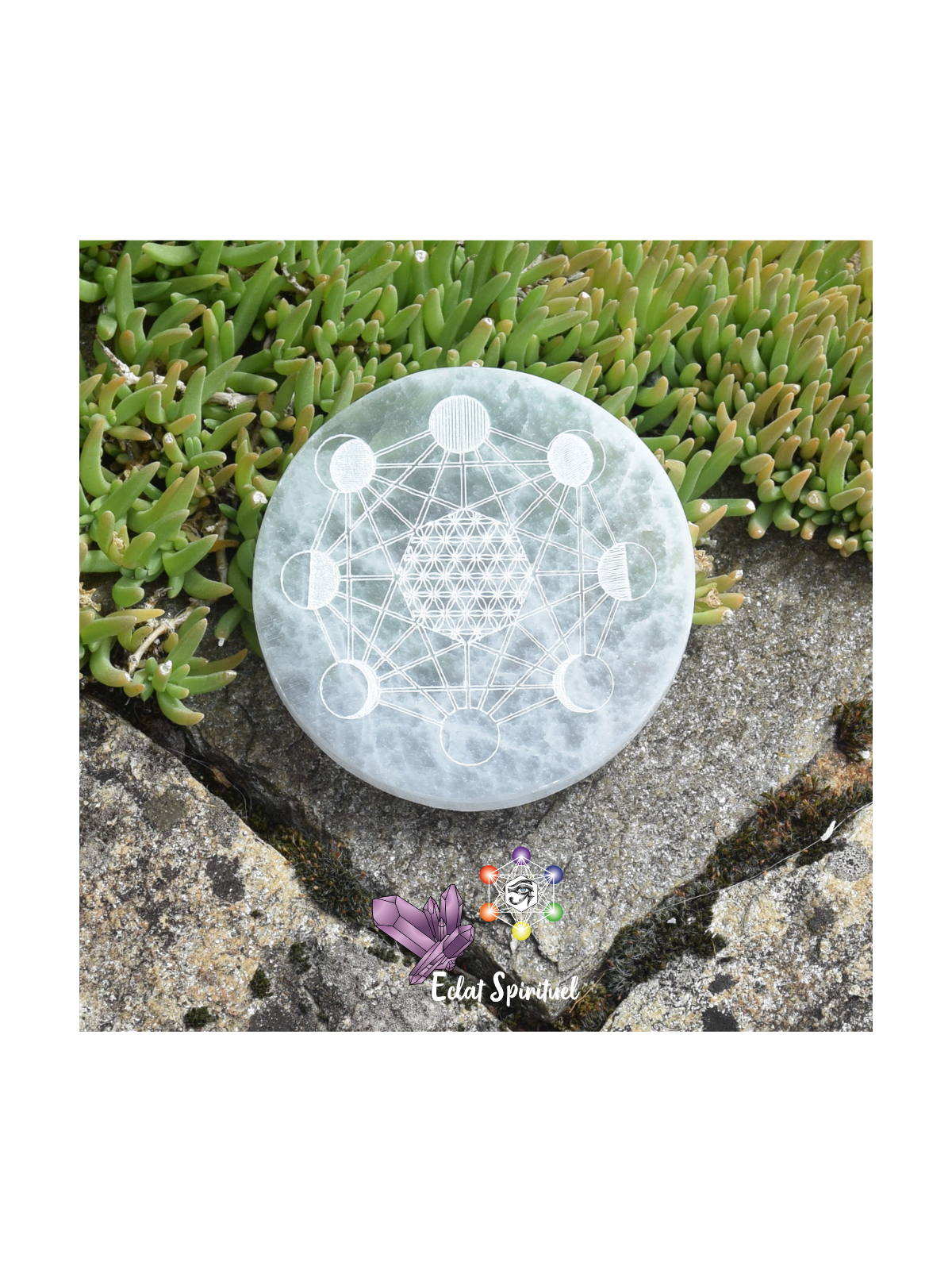 Plaque avec cadran lunaire en Sélénite de 10 CM